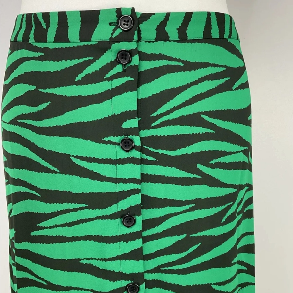 WHISTLES Animal Zebra Striped Print A Line Midi Buttoned Skirt UK 10 - Picture 7 of 10